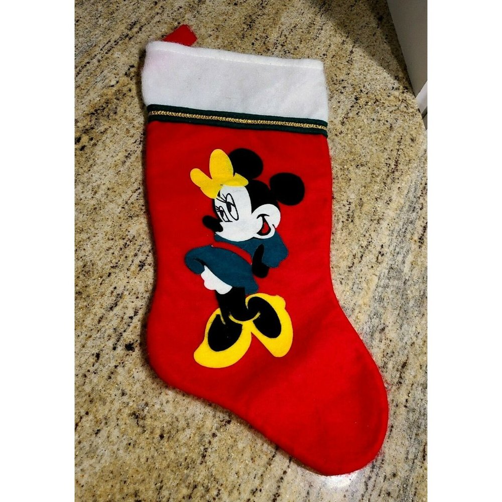 Vintage 80s-90s Minnie Mouse Felt Christmas Stocking 17"